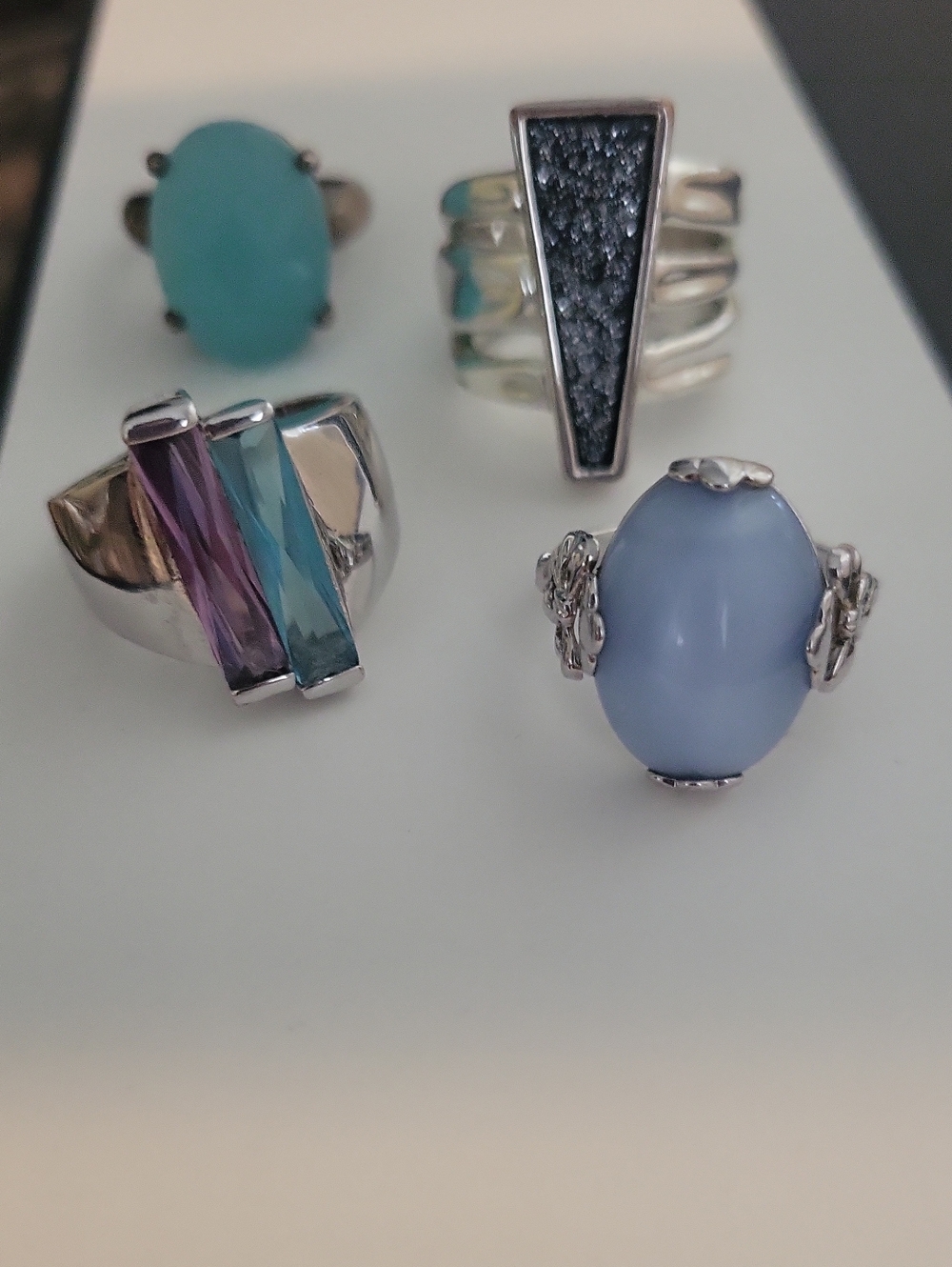 🔮vintage ring lot - silver multicolor gemstone
